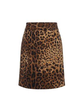Rafaella Womens Animal Print Cotton Blend Stretch Skirt Petite Leopard Size 8P